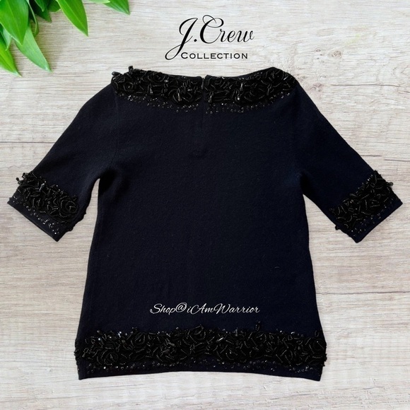 J.Crew Collection RARE chandelier beaded navy cashmere sweater *shop@iamwarrior - Picture 6 of 10